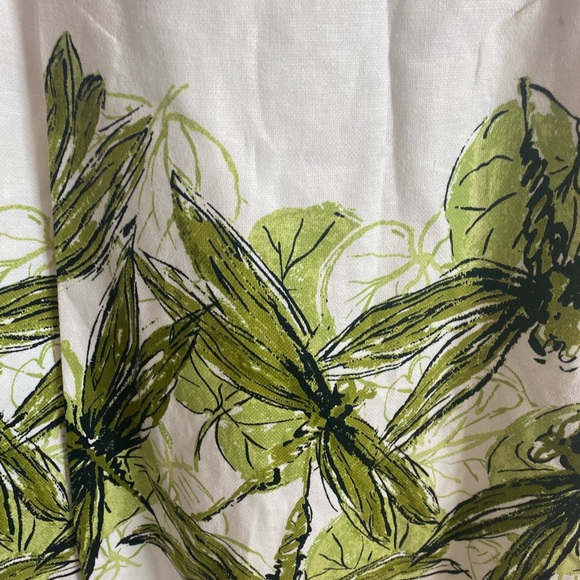 Talbots Size 8 White Green Linen Cotton Sleeveless Dragonfly Lined Dress Pockets - Picture 5 of 15